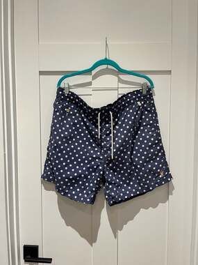 Polo Ralph Lauren Polka Dot Navy Blue Swim Trunks Men's Size L